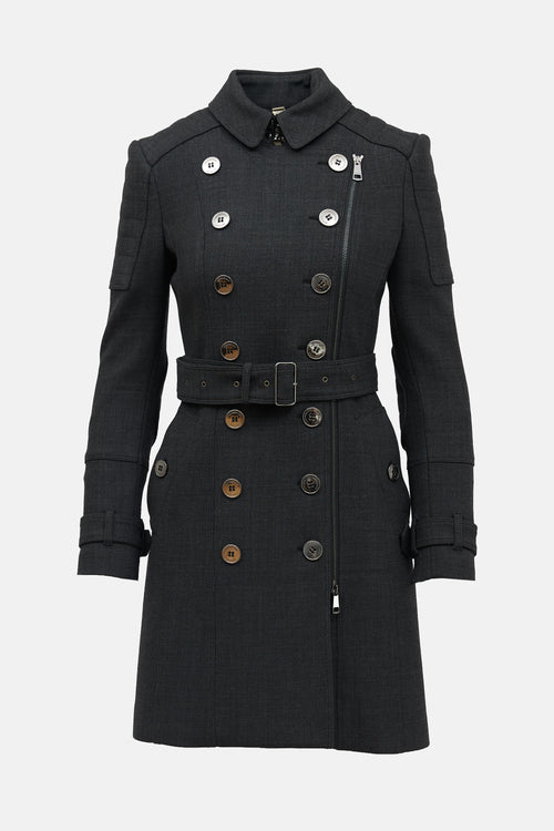Burberry Double Breasted Zip Coat