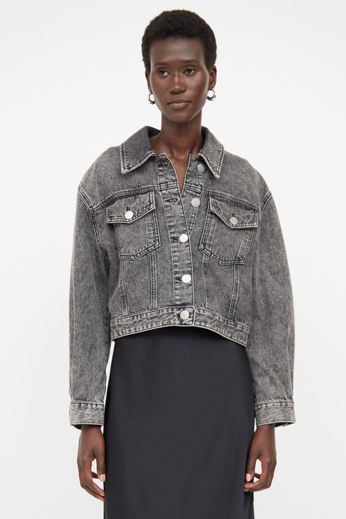 Ba&sh Grey Distressed Denim Lady Jacket