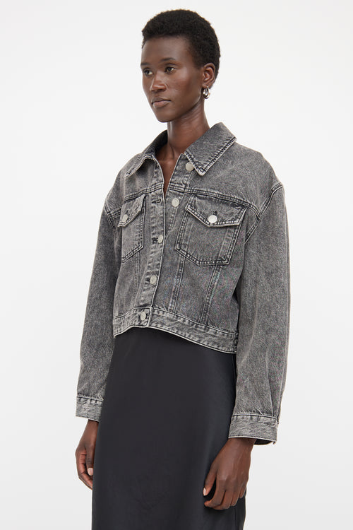 Ba&sh Grey Distressed Denim Lady Jacket