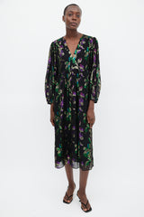Ba&sh Black & Multicolour Metallic Floral Dress