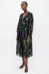 Ba&sh Black & Multicolour Metallic Floral Dress