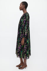 Ba&sh Black & Multicolour Metallic Floral Dress