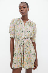 Ba&sh Green & Multicolour Floral Belted Dress