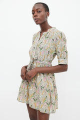 Ba&sh Green & Multicolour Floral Belted Dress
