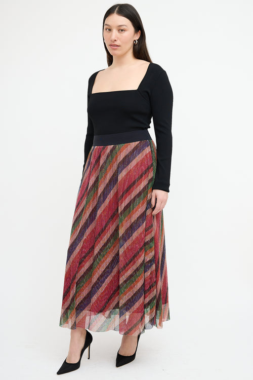 Ba&sh Multicolour Sparkly Stripe Midi Skirt