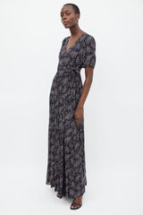 Ba&sh Navy & Pink Floral Wrap Dress