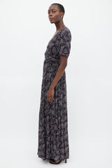 Ba&sh Navy & Pink Floral Wrap Dress