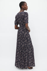 Ba&sh Navy & Pink Floral Wrap Dress