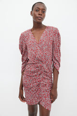 Ba&sh Red & Multicolour Floral Gathered Dress