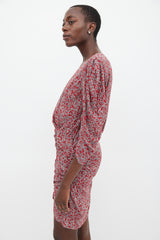 Ba&sh Red & Multicolour Floral Gathered Dress