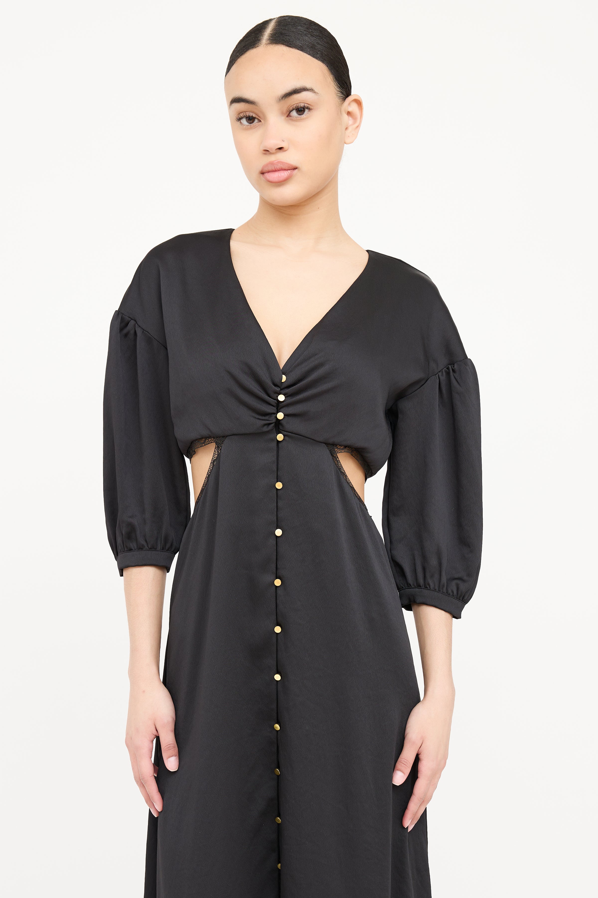 button up cut out dress Final Sale Plus Size Collar Button Up Shirt Dress in Tan Plaid Print