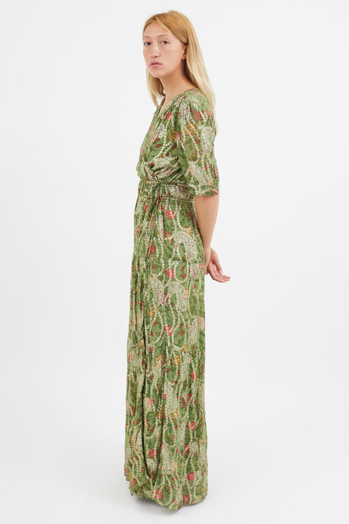 Ba&sh Green & Gold Rubi Wrap Dress