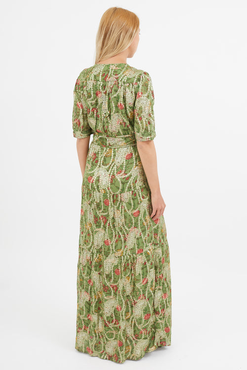 Ba&sh Green & Gold Rubi Wrap Dress