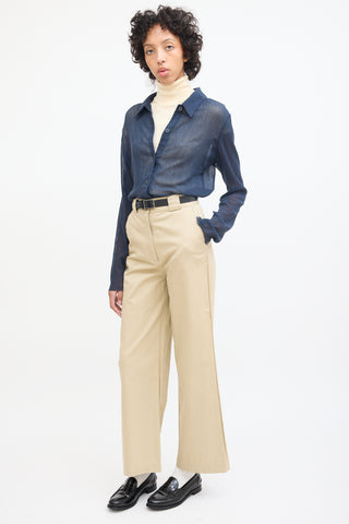 Ba&sh Beige Cotton Wide Leg Trouser