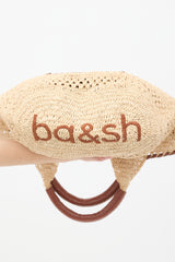 Ba&sh Beige Raffia & Brown Leather Ara Tote Bag