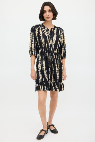 Ba&sh Black & Beige Tie Dye Kenya Mini Dress