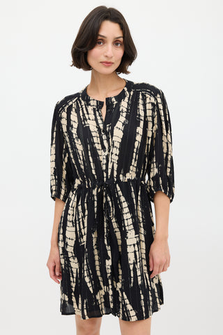 Ba&sh Black & Beige Tie Dye Kenya Mini Dress