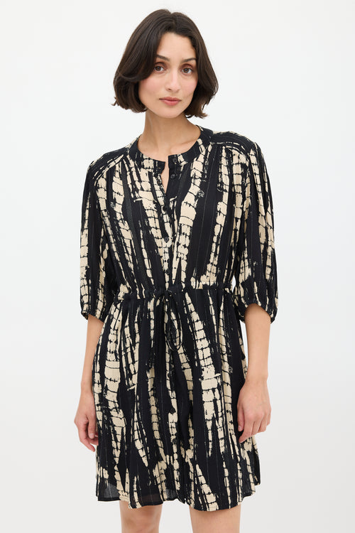 Ba&sh Black & Beige Tie Dye Kenya Mini Dress