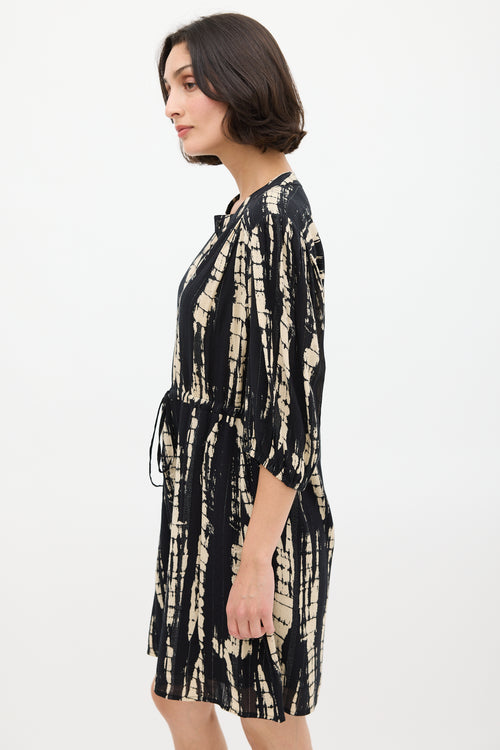 Ba&sh Black & Beige Tie Dye Kenya Mini Dress