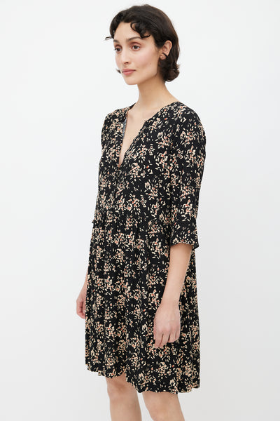 Ba&sh // Black & Mulitcolour Floral V-Neck Dress – VSP Consignment