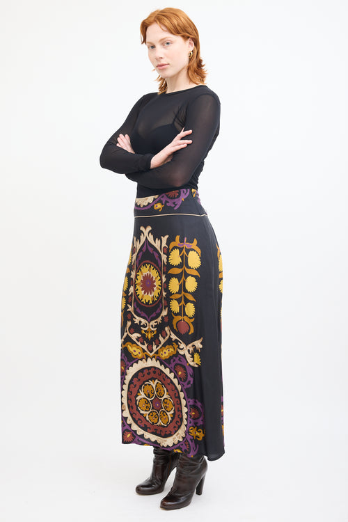 Ba&sh Black & Multi Floral Fiska Patterned Skirt