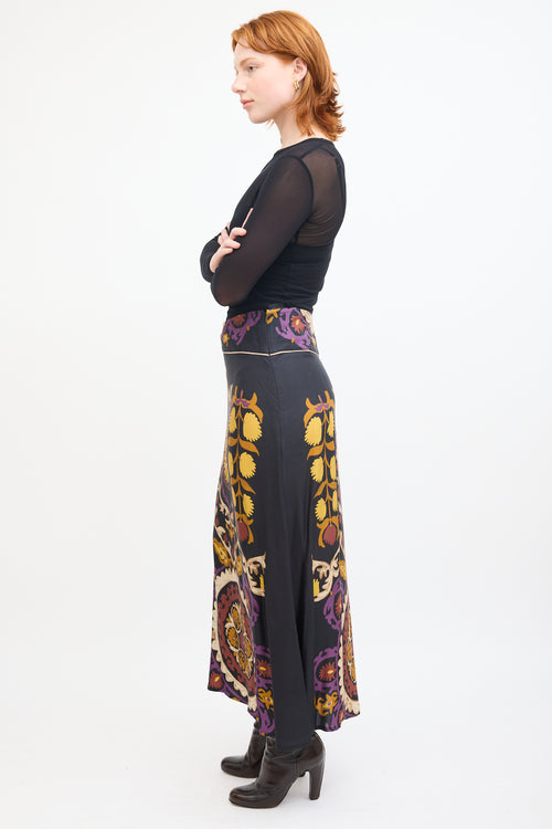 Ba&sh Black & Multi Floral Fiska Patterned Skirt