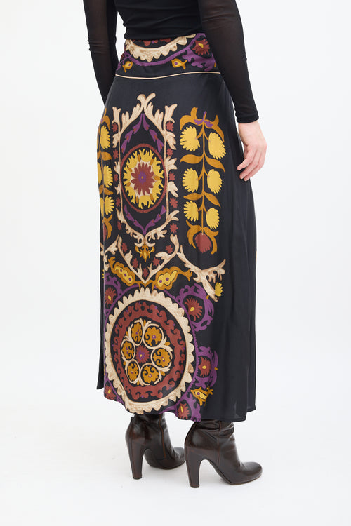 Ba&sh Black & Multi Floral Fiska Patterned Skirt