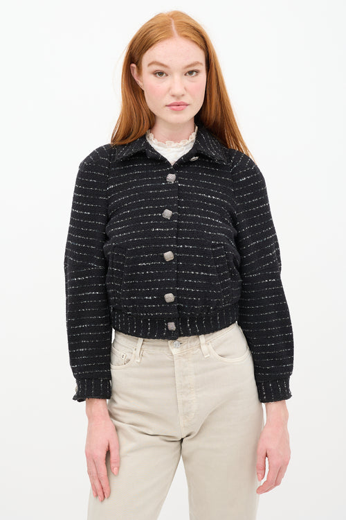 Ba&sh Black Tweed Collared Jacket