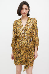Ba&sh Brown & Black Silk Printed Lady Wrap Dress
