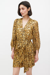 Ba&sh Brown & Black Silk Printed Lady Wrap Dress