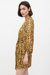 Ba&sh Brown & Black Silk Printed Lady Wrap Dress