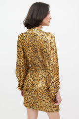 Ba&sh Brown & Black Silk Printed Lady Wrap Dress