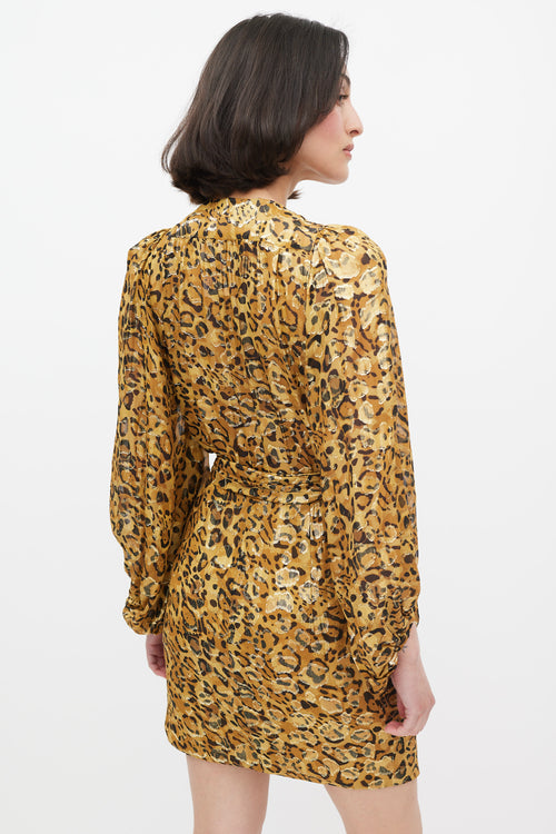 Ba&sh Brown & Black Silk Printed Lady Wrap Dress