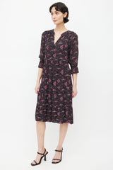 Ba&sh Brown & Purple Calliope Print Dress