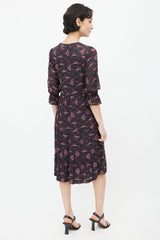 Ba&sh Brown & Purple Calliope Print Dress