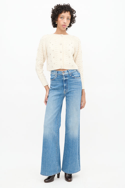 Ba&sh Cream Wool Crystal Embellished Otello Cropped Sweater