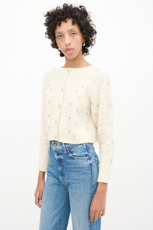 Ba&sh Cream Wool Crystal Embellished Otello Cropped Sweater