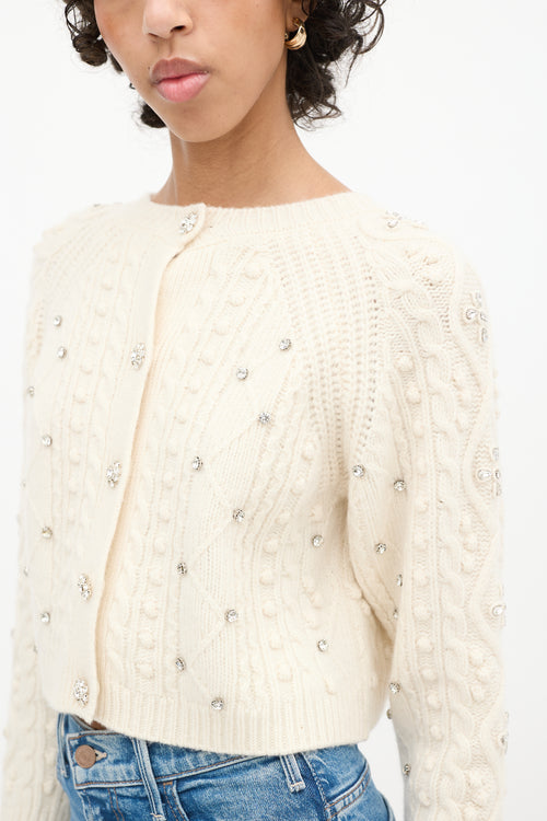 Ba&sh Cream Wool Crystal Embellished Otello Cropped Sweater