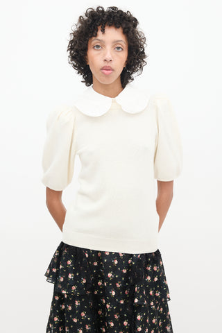 Ba&sh Cream Wool Knit Collared Sweater