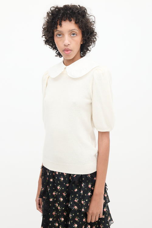 Ba&sh Cream Wool Knit Collared Sweater