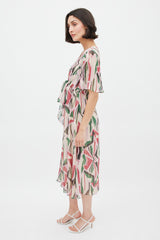 Ba&sh Pink & Multicolour Silk Printed Midi Dress