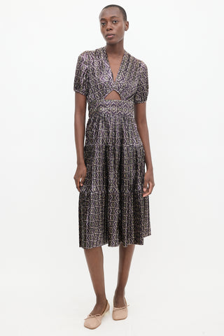 Ba&sh Purple & Multicolour Metallic Pleated Dress