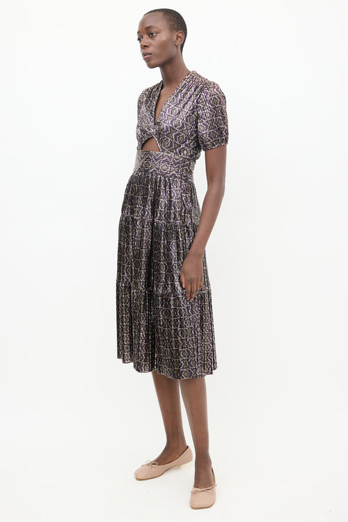 Ba&sh Purple & Multicolour Metallic Pleated Dress