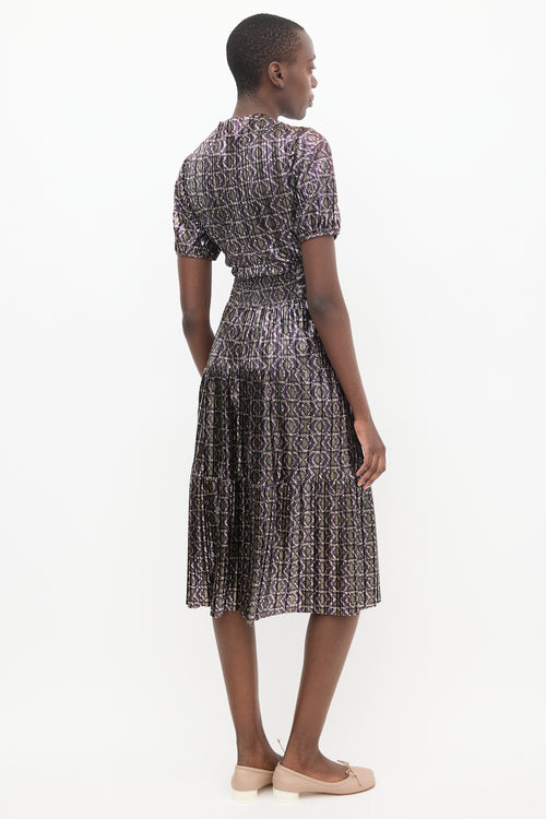 Ba&sh Purple & Multicolour Metallic Pleated Dress