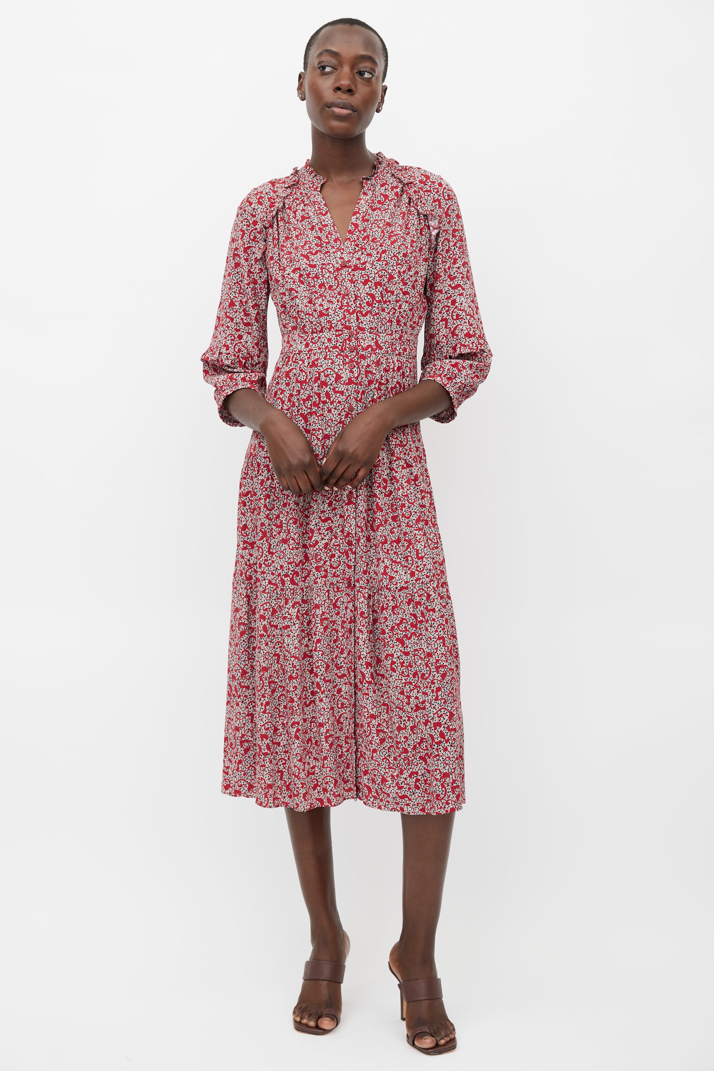 Ba&sh // Red Floral Shirt Dress VSP Consignment Ba&sh // Red Floral Shirt Dress VSP Consignment