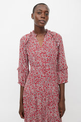 Ba&sh Red Floral Shirt Dress