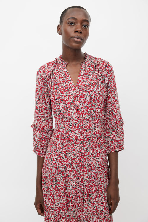 Ba&sh Red Floral Shirt Dress