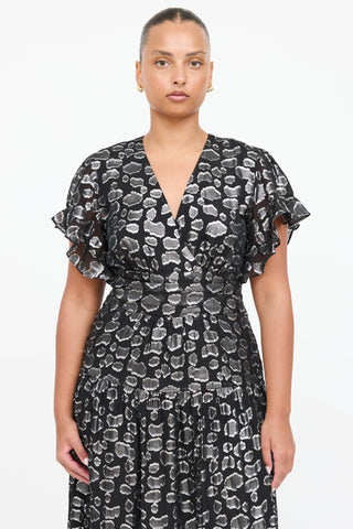 Ba&sh Metallic Ruffled Dress