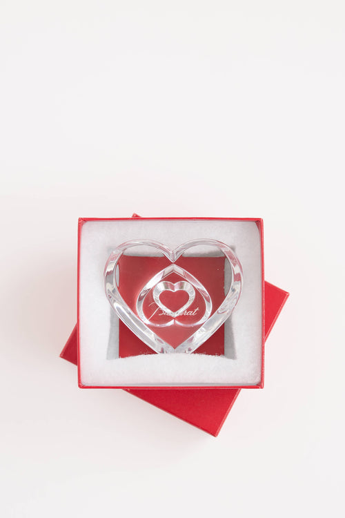 Crystal Triple Heart of Love Paperweight