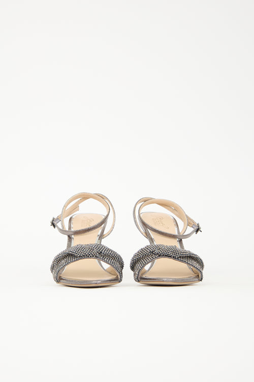Badgley Mischka Faux Leather & Crystal April Sandal